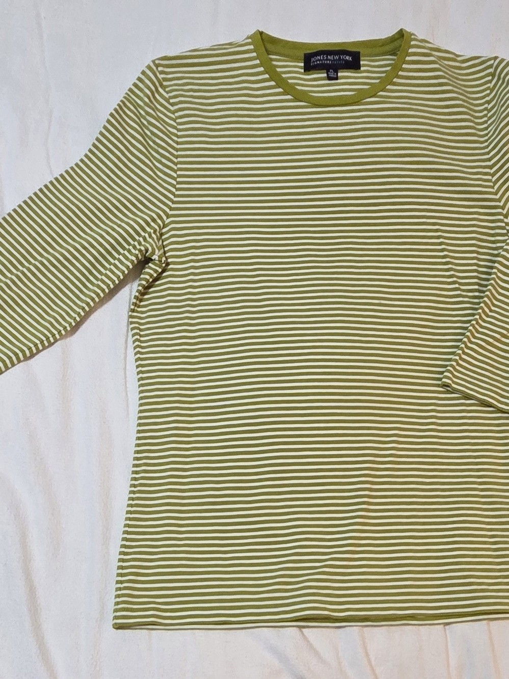 Jones New York Green Stripe Crewneck Long-Sleeve Shirt